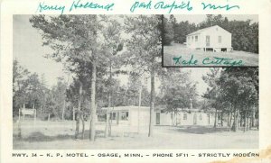 1940s K.P, Hotel Roadside Osage Minnesota National Postcard 12315