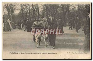Old Postcard Chevre Paris Champs Elysees cars to goats TOP