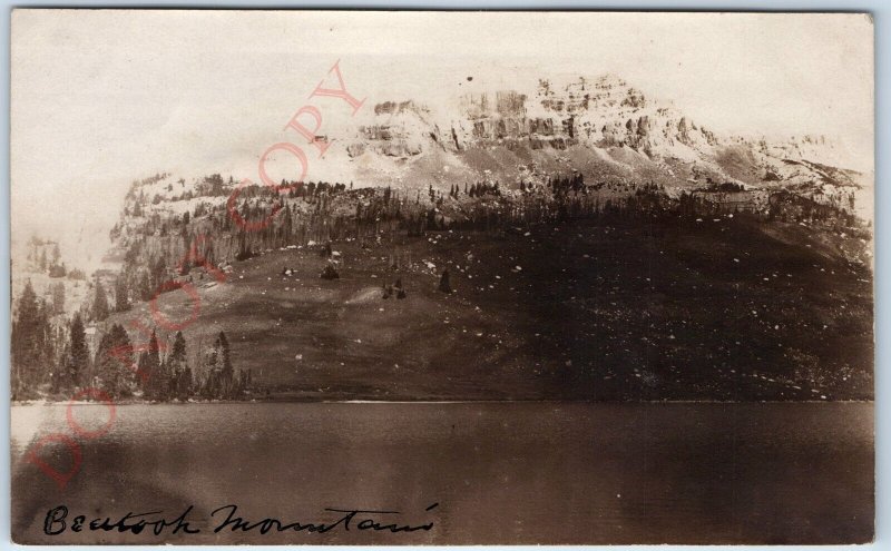 c1900s Montana RPPC Beartooth Mountain Real Photo Lake Snow Postcard Rare A123