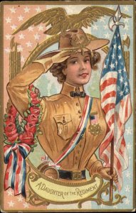 Civil War Patriotic Woman Soldier Daughter of the Regiment c1910 Postcard
