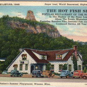 1938 Winona, MN Sugar Loaf Hot Fish Shop Roadside 1946 Duncan Hines Listing A215