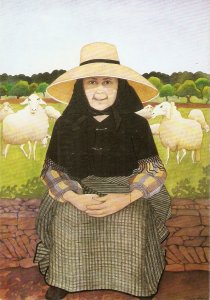 lLa Pastora. The Sheherdess, by Ania Lund Modern Spanish naif art  oistcard