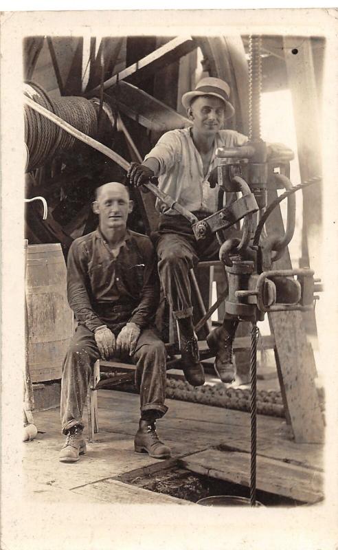 F9/ Occupational Real Photo RPPC Postcard c1910 Interior Rig Crew Cable 23