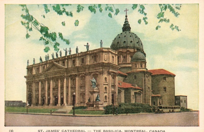 Vintage Postcard 1920's St. James Cathedral The Basilica Montreal Canada CA