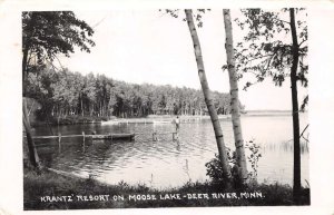 Deer River Minnesota Krantz' Resort On Moose Lake, Real Photo Vintage PC U13825