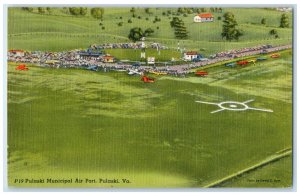 c1940s Bird's Eye View Of Pulaski Municipal Airport Pulaski Virginia VA Postcard