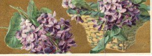 Vintage 1900s Valentine Postcard Violets Basket