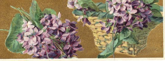 Vintage 1900s Valentine Postcard Violets Basket
