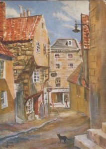 Berthelot Street St Ives St Peter Port Guernsey Oilette Oil Painting Postcard