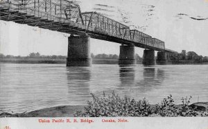 Union Pacific Railroad Bridge Omaha Nebraska 1908 postcard