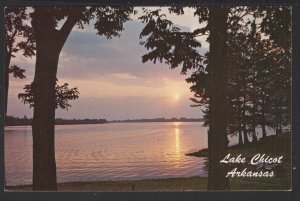 Arkansas Sunset on Lake Chicot near Lake Village, Picturesque setting - Chrome