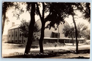 Windom Minnesota MN Postcard RPPC Photo Armory Scene Street c1910's Antique