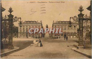 Old Postcard Nancy Place Stanislas Theater and Grand Hotel