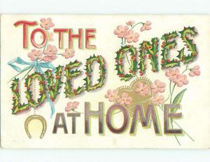 Pre-Linen LANGUAGE OF FLOWERS - LOVED ONES - SPELLED IN HOLLY LEAVES J3605