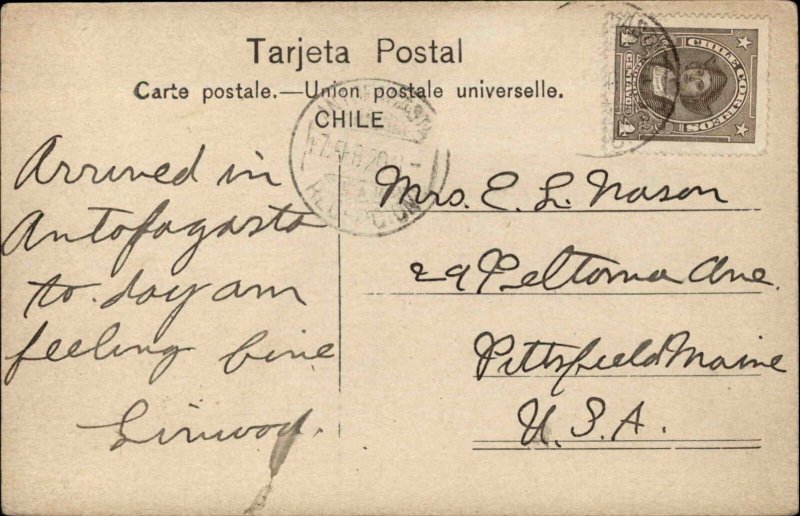 Antofogasta Chile Banco Espangol c1910 Used Postcard