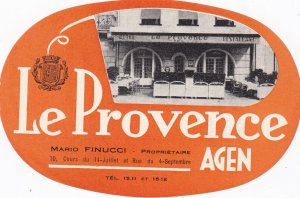 France Agen Hotel Le Provence Vintage Luggage Label sk2630