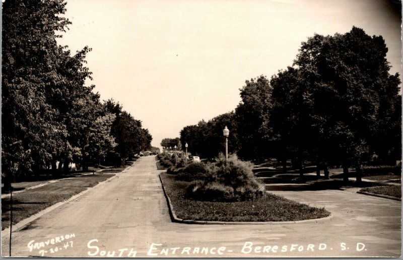 Real Photo Postcard South Entrance in Beresford, South Dakota~138266 