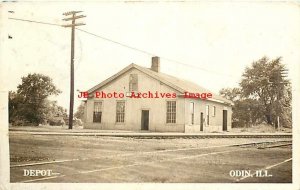 Depot, Illinois, Odin, RPPC, Illinois Central Railroad Station