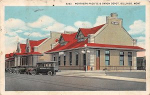 J54/ Billings Montana Postcard c1910 NP Union Railroad Depot Station 325