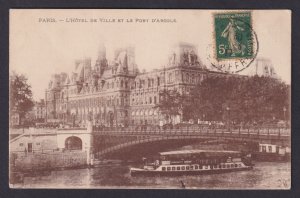 Vintage postcard Paris Hotel de Ville City Hall and Pont d Arcole France