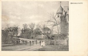 BAY RIDGE NY~SHORE ROAD-BICYCLE RIDERS ROAD~1900s ABRAHAM STRAUS PHOTO POSTCARD