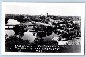 Red Lake Falls MN Postcard RPPC Photo Bird's Eye View Red River Valleys Garden