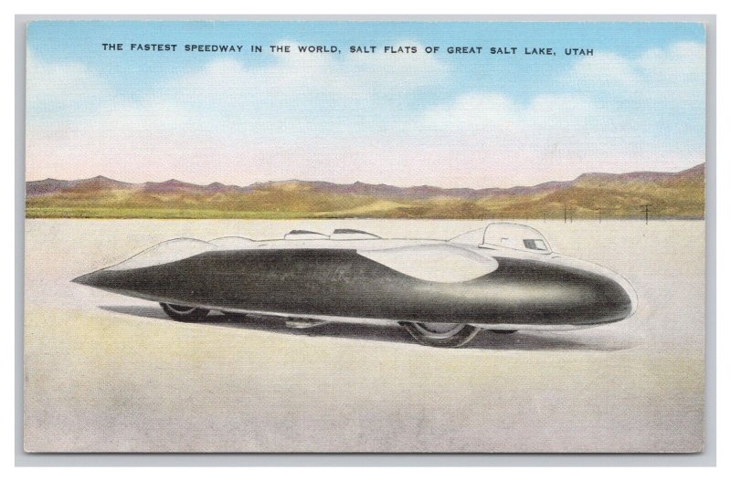 Postcard The Fastest Speedway In The World Salt Flats Of Great Salt Lake Utah