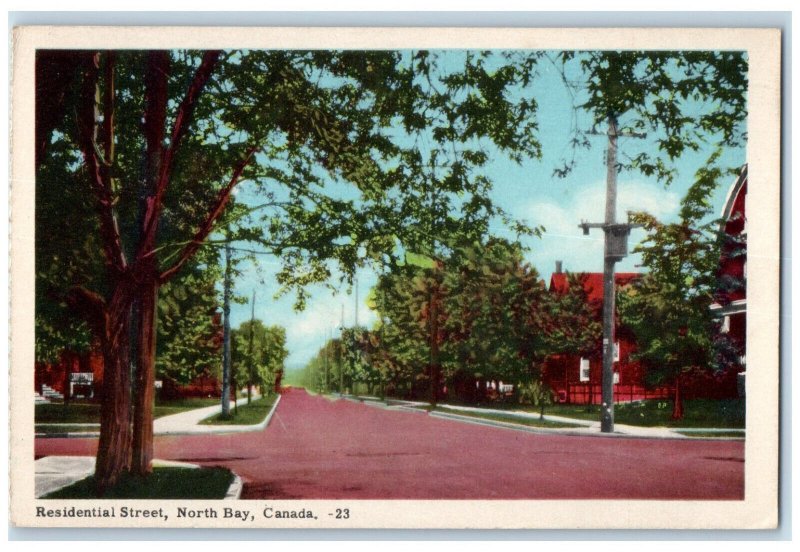 c1920's Residential Street North Bay Northeastern Ontario Canada Postcard