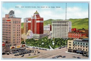 c1940's San Jacinto Plaza Aerial View The Heart Of El Paso Texas TX Postcard