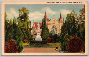 Vtg Mobile Alabama AL The Chapel Spring Hill College 1930s Linen View Postcard