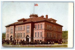 Davenport Iowa IA Postcard Pierce School Exterior Building 1909 Vintage Antique