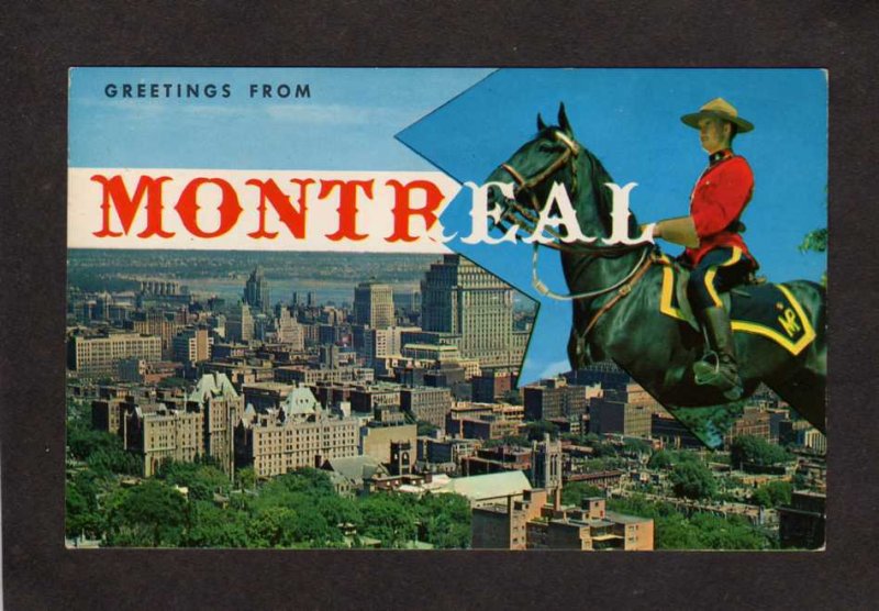 PQ QC Greetings From Montreal Quebec Carte Postale Postcard Mounted Police