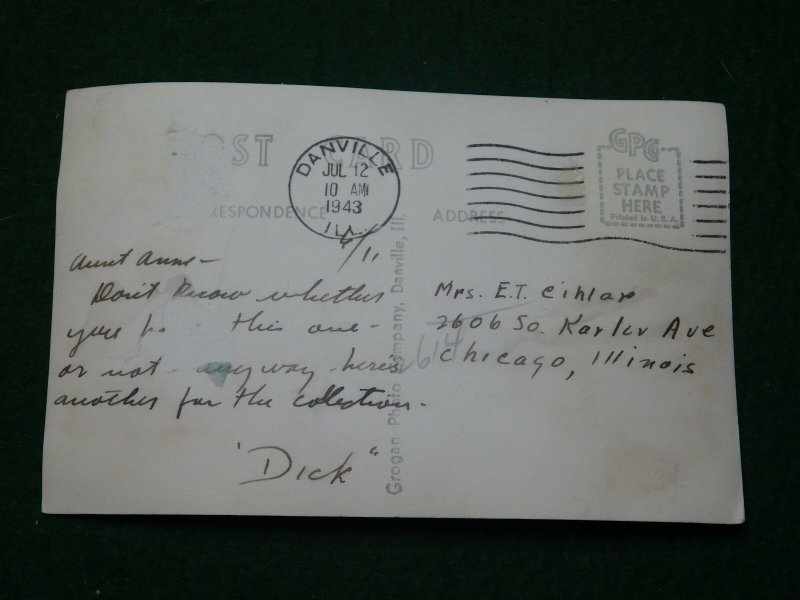 Vintage RPPC Post Office Danville, Illinois Real Photo Postcard P24 