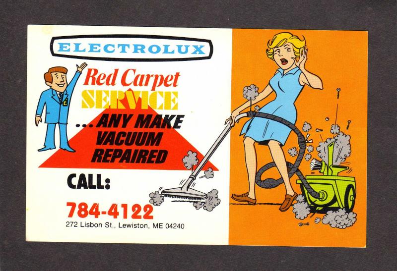 ME Electrolux Vacuum Cleaner Lisbon St Lewiston Maine Postcard Advertising Ad