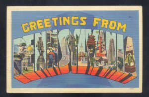 GREETINGS FROM PENNSYLVANIA PENNA. PA VINTAGE LARGE LETTER LINEN POSTCARD