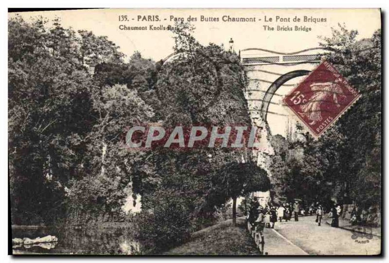 Postcard Old Paris Parc des Buttes Chaumont The Brick Bridge