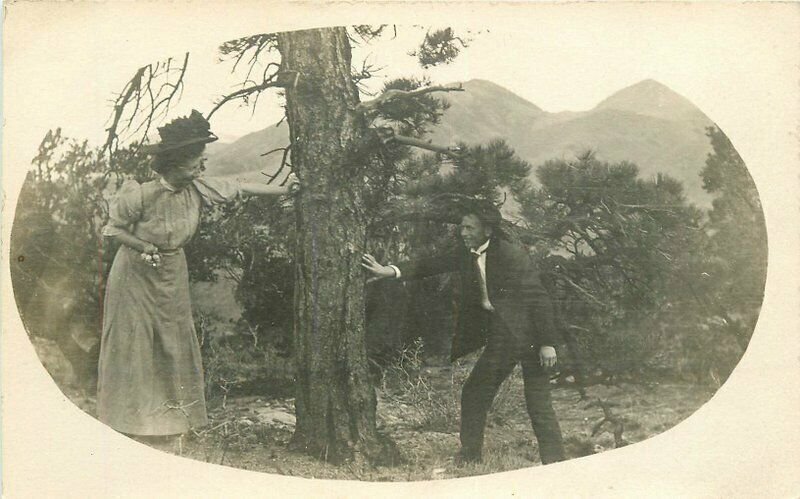 C-1910 Outdoor life Romance The Pursuit Frame Like RPPC Photo Postcard 22-2373