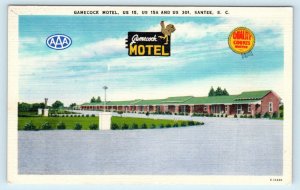 SANTEE, SC South Carolina ~ GAMECOCK MOTEL  c1940s Linen Roadside Postcard