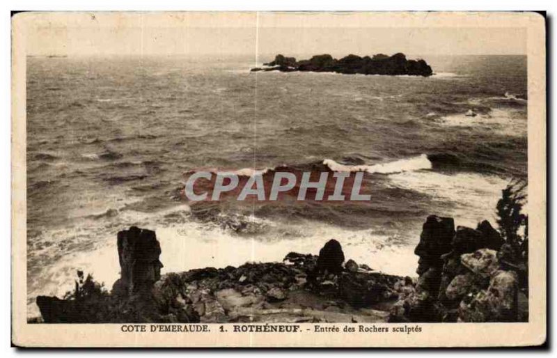 Old Postcard Cote D Emerald Rotheneuf Entree des Rochers Sculptes