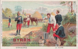 French army Dragoon Regiment the soup tonic and hygienic wine Byrrh advertising