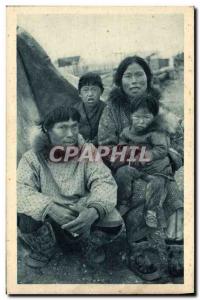 Old Postcard Polar Family Eskimo Arctic Circle Alaska