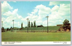 Hope Arkansas~High School Football Stadium~Bleachers~Bobcats~1950s Postcard