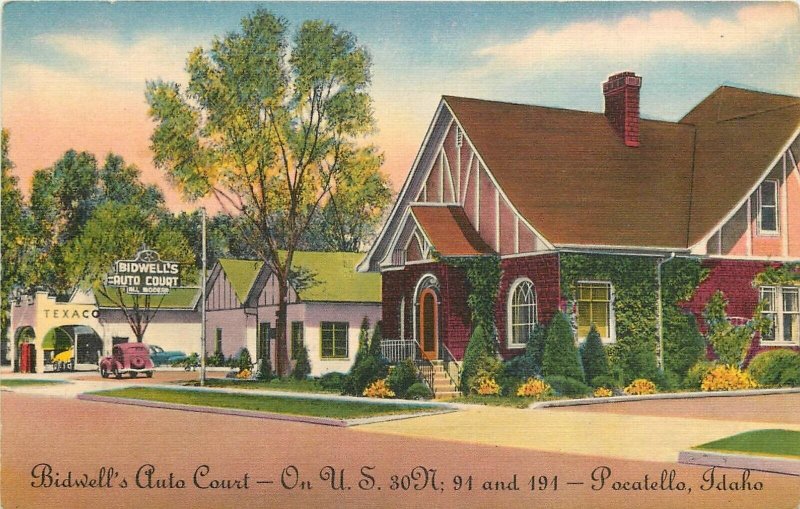 Pocatello Idaho 1940s Bidwell's Auto Court roadside Occupation Postcard 24-8109