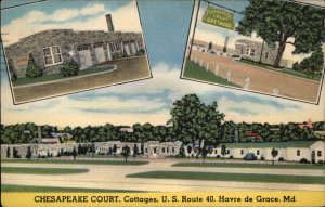 Havre de Grace Maryland MD Chesapeake Court Motel Linen Vintage Postcard