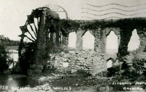 C.1920s Bagdad Ancient Water Wheels Sent Airmail Iraq To US Real Photo P109