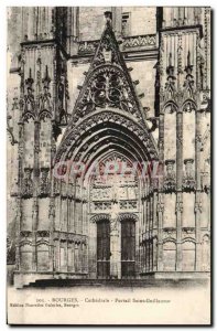 Old Postcard Bourges Cathedrale Saint Guillaume Portal