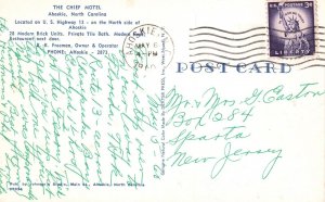 Vintage Postcard 1960's Chief Motel Rooms Restaurant Ahoskie North Carolina NC 