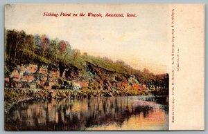 Postcard Anamosa Iowa c1905 Fishing Point On The Wapsie Jones County