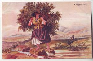 P933 scottish mcian,s highland series art woman carrying ferns view