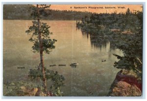 Spokane's Playground Spokane WA, Advertising Soo Railroad Line Antique Postcard 